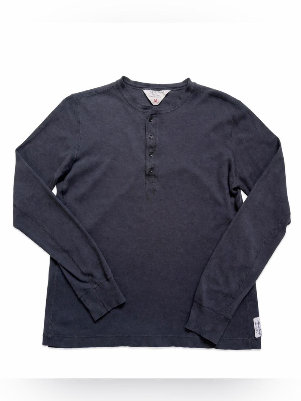 Rag & Bone Mens Gray Henley Long Sleeve Shirt Size M 100% Cotton